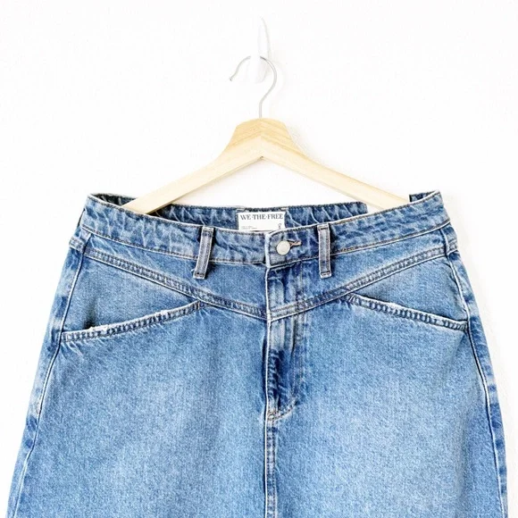 FREE PEOPLE Come as You Are Denim Maxi Skirt Size 8 Dark Indigo - Picture 4 of 9